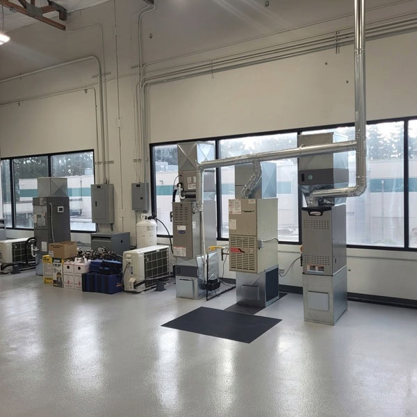 Units installed on inside of commercial building.