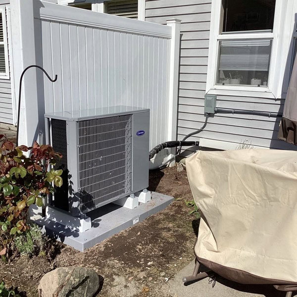 Ductless system installed outside of residential customer’s home.